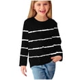 thumbnail image 1 of AherBiu T-Shirts à Manches Longues pour Tout-Petites Filles, Col Ras du Cou Décontracté, Rayés, T-Shirts pour Enfants Confortables d'Automne, Hauts pour Enfants, 1 of 6