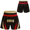 thumbnail image 3 of zdhoor Kids Boys Boxing Trunks Metallic Color Block Side Split Satin Shorts for Boxer Fighting Training Red&Gold 8, 3 of 4