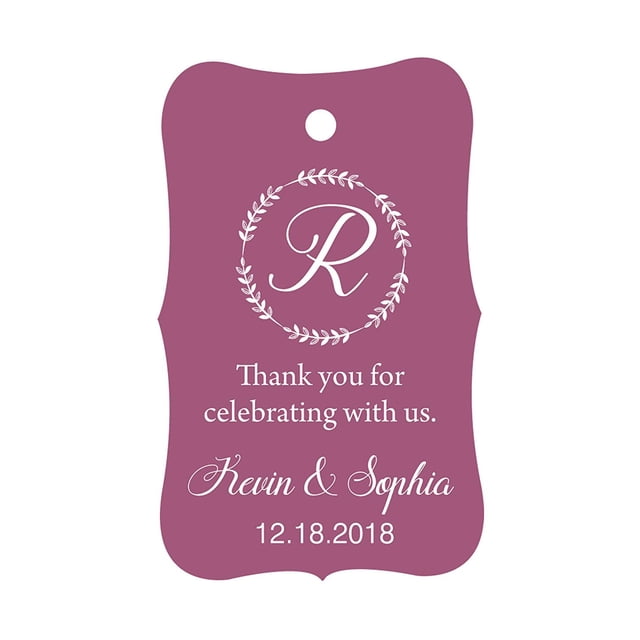 100 PCS Custom Made Scallop Edges Hang Tags Thank You For Celebrating Wedding Favor Gift Paper Tags