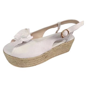 CEHVOM Women's Bowknot Open Toe Casual Shoes Solid Comfortable Platform Wedge Sandals Shoes
