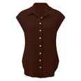 thumbnail image 4 of Timegard Hauts Grande Taille pour Femmes Coton Lin Manches Courtes Col en V Boutonné Blouse Décontractée, 4 of 6