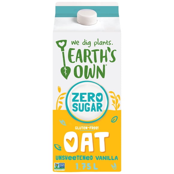 Earth's Own Gluten-Free, Zero Sugar Vanilla Oat Milk Alternative, 1.75L