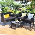 thumbnail image 4 of Costway 8PCS Patio Rattan Furniture Set Cushioned Sofa Coffee Table Backyard Grey, 4 of 10