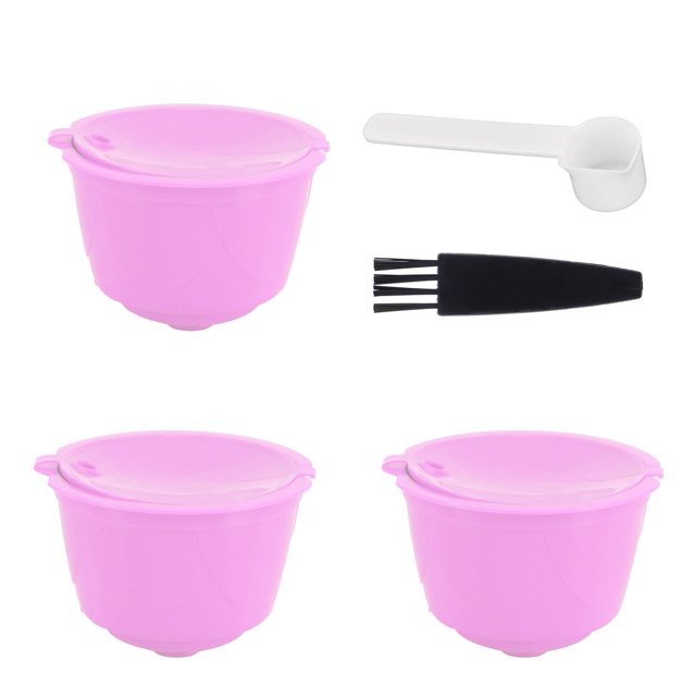 Filtre à Café, 5,2 X 3,5 Cm Excellent Café Réutilisable Compact pour Machines à Café Série Violet 3 Capsules + 1 Cuillère + 1 Brosse