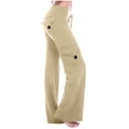 thumbnail image 2 of Timegard Womens Pants Workout Comfy High Waist Wide Leg Trousers Straight Solid Colar Pants with Button Pocket, 2 of 7