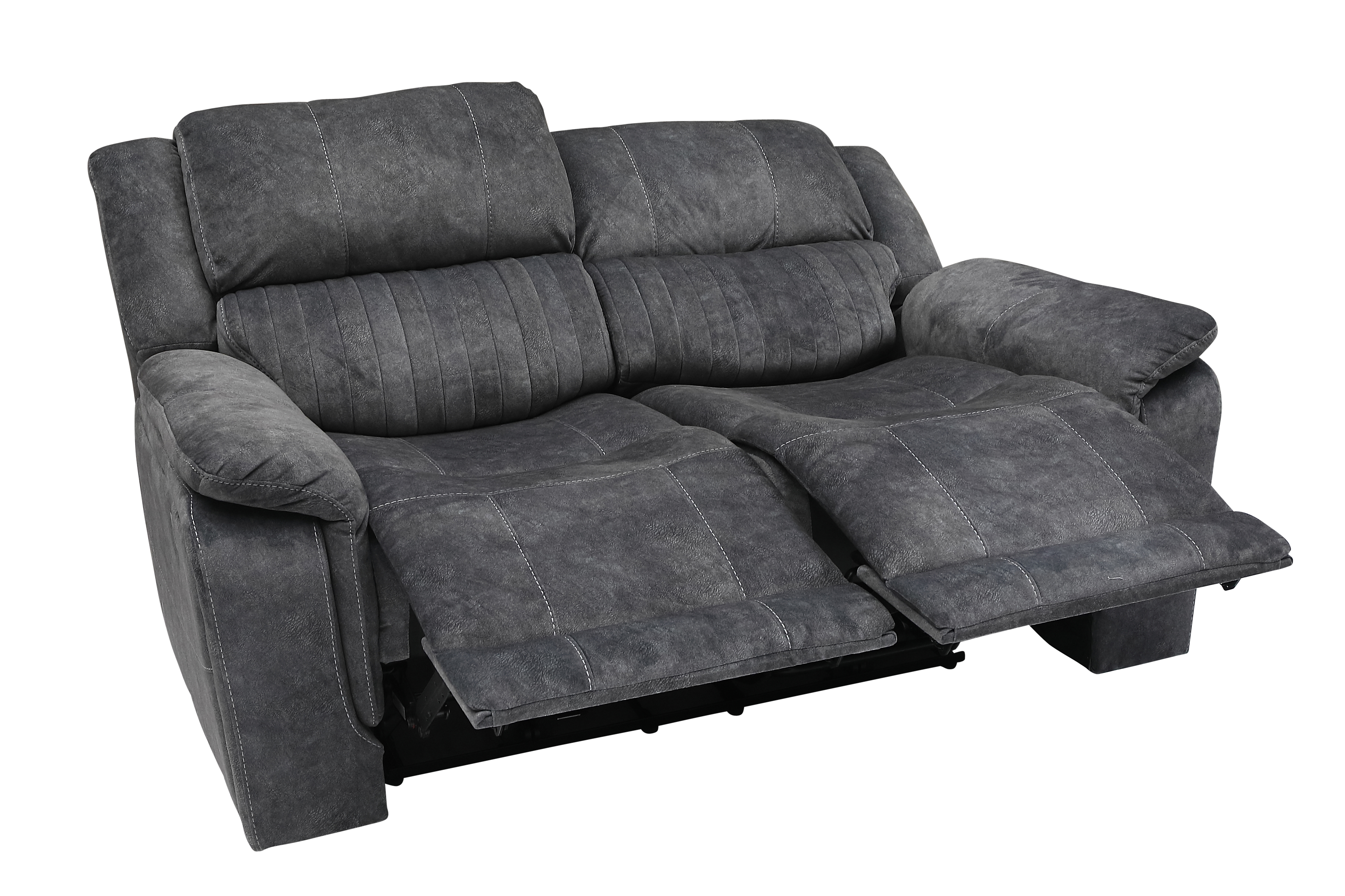 Canapé 2 places moderne K-Living avec fonction relax électrique et ports USB intégrés – Gris – Pour salon
