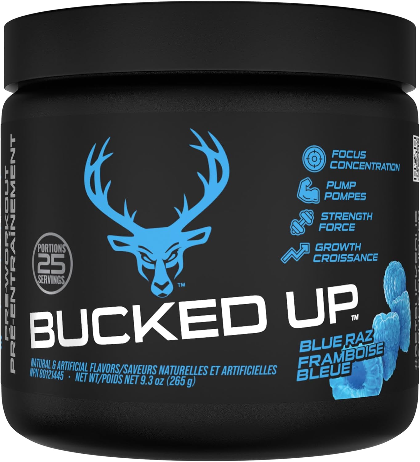 Bucked Up Pre-Workout Powder, 25 Serve (Blue Raz)