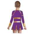 thumbnail image 2 of RUNQHUI Filles Enfants Paillettes Manches Longues Robe de Danse Ballet Uniforme d'Équipe Compétition Encouragement Danse Violet 14, 2 of 7
