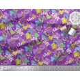 thumbnail image 2 of Soimoi Purple Rayon Fabric Text,Lips & Heart Print Fabric by the Yard 42 Inch Wide, 2 of 3