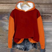 ZMFXJPE Womens Sweat Shirt Gym Sweaters for Women Sweatshirt for Womens Fashion Woman Sweatshirts Drawstring Hoodie Women(Red,2XL)