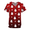 thumbnail image 4 of RKSTN Christmas Scrub Tops for Women Tops Short Sleeve V-neck Tops Working Uniform Christmas Tree Elk Snow Printed Tops with Pockets, 4 of 4