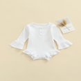 thumbnail image 3 of Newborn Infant Baby Girls Romper Ruffle Long Sleeve Knitted Button Jumpsuit Clothes Gray 0-3 Months, 3 of 9