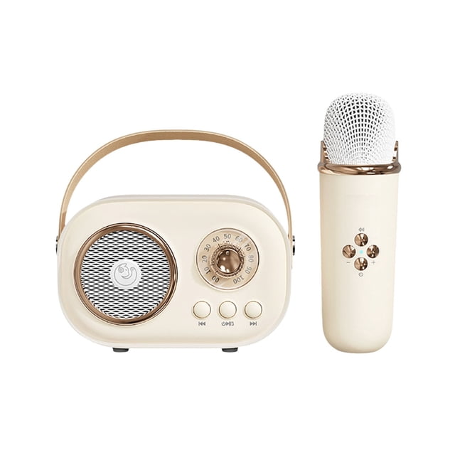 KITTEHIGM Mini Machine de Karaoké Machine de Karaoké pour Enfants et Adultes Karaoké Mignon avec Microphone Ensemble Haut-Parleur Bluetooth Portable avec Microphone Style Rétro Portatif pour Retours en Vente