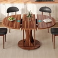 thumbnail image 3 of Virans 43.3"-59" Extendable Round Dining Table for 6-8,Kitchen Dining Table with Double Curved Base & Back Panel Buckle Top,Modern Circle Dinner Table for Kitchens,Dining Rooms,Living Rooms,Walnut, 3 of 9