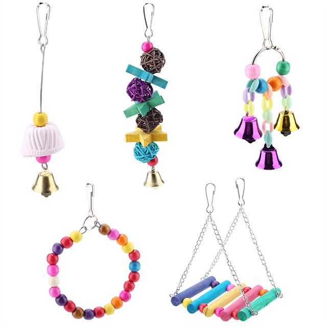 5pcs / Set Réduire le Stress, Ensemble de Jouets, Ensemble de Jouets Suspendus, Cadeaux Robustes pour Perroquets Oiseau Domestique