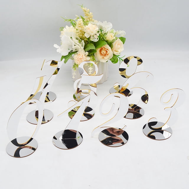 Seat Number Card Glossy Add Atmospheres Mirror Surface Standing Wedding Golden Table Number Feast Supplies