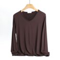 thumbnail image 2 of MeetoTime Women's Long Sleeve Shirts Soft Lightweight Undershirts V-Neck Slim Tees Basic Layer Pullover Tops, 2 of 5