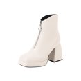 thumbnail image 2 of Women's Winter Thick High Heel Raised Front Zipper Warm Ankle Boot, 2 of 9
