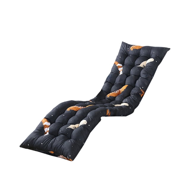 SLYNSHome Clearance Lounger Cushions Rocking Chair Cushions with Print Non-Slip Soft Rocker Chair Pads for Indoor Outdoor Furniture. This thickened cushion measures 120x48cm (47.24x18.89in) and features a multicolour feather print on a dark background. Made from pearl cotton and polyester, it offers a soft and durable seating experience. Designed with straps for secure placement, it is suitable for rocking chairs, recliners, or folding chairs in living rooms, patios, or balconies. Lightweight and portable, it is ideal for indoor and outdoor use.