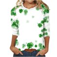 thumbnail image 1 of Besolor Hauts pour Femmes de la Saint-Patrick Tendance Manches 3/4 T-Shirts Imprimés Shamrock Col Rond Mignon Tunique de la Saint-Patrick T-Shirt Hauts, 1 of 3