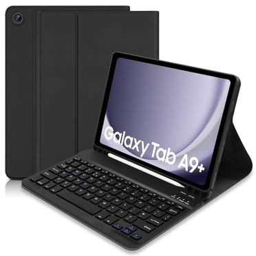 Étui Clavier Bluetooth Détachable 2-en-1 avec Porte-Stylet S pour Samsung Galaxy Tab A9+/A9 Plus 11 Pouces 2023 (SM-X210/X216/X218) - Étui de Protection Mince Légère en Cuir PU et ABS, Rose, 200 mAh