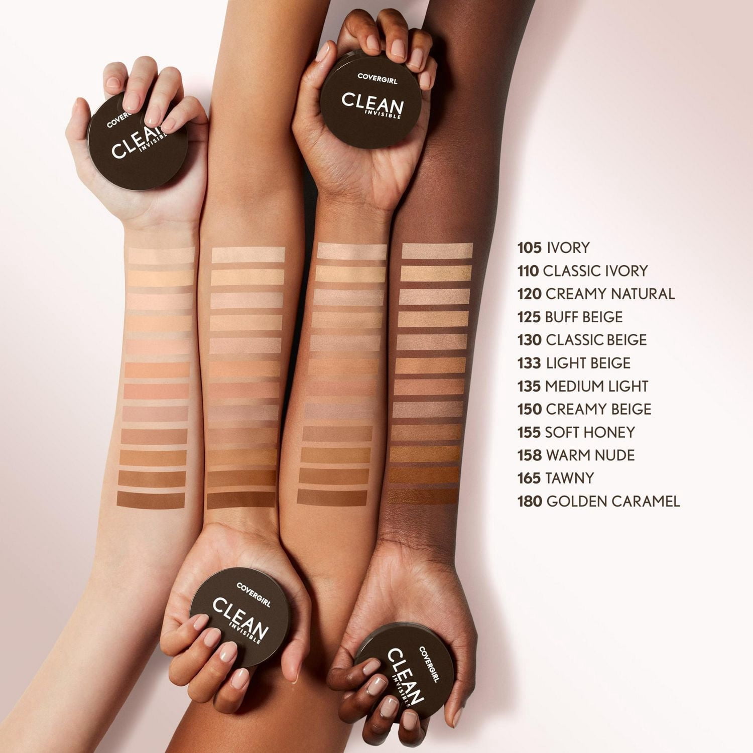 COVERGIRL Clean Invisible Poudre pressée légère, respirante, formule végétalienne, sans talc ni parfum