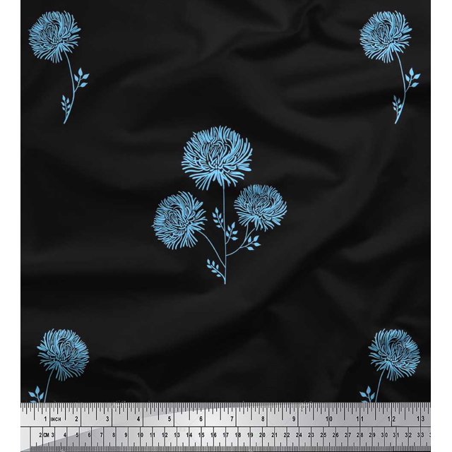 Soimoi Poly Georgette Fabric Wild Flower Decor Fabric Printed Yard 42 Inch Wide
