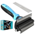 thumbnail image 1 of 2 in 1 Professional Grooming Rake for Cats & Dogs-Dematting Comb for Easy Mats & Tangles Removing,Hair Removal Cleaner for Pets(Blue), 1 of 7