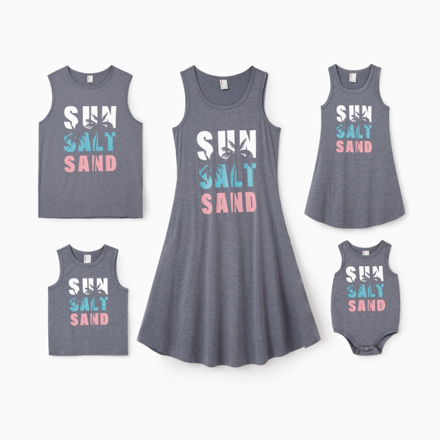 PatPat Family Matching Letter Print Sleeveless Tank Top or Tank Dress Set