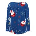 thumbnail image 5 of Chemises à Manches Longues pour Femmes, Col Rond Décontracté, Boutons, Imprimé Noël, en Liquidation, 5 of 5