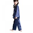 thumbnail image 1 of Kids Satin Pajamas Set PJS Long Sleeve Button-Down Sleepwear Loungewear, 1 of 6