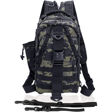 Fishing Backpack Fishing Tackle Bag with Rod Holder Tackle Box Bag Fishing Gear Shoulder Backpack - Standard(15"*9"*6")-camo