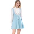 thumbnail image 2 of INSPIRE CHIC Robe Chasuble Salopette de Noël pour Femme Décor de Boutons Jupe Évasée à Bretelles Bleu Ciel P, 2 of 6