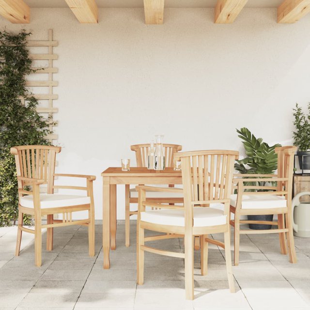vidaXL 5 Piece Garden Dining Set Solid Wood Teak