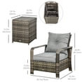 thumbnail image 3 of Outsunny Patio Bistro Set PE Rattan Garden Sofa Set 3 Pieces Grey, 3 of 10