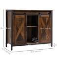 thumbnail image 3 of HOMCOM Industrial Sideboard Buffet Cabinet with Barn Doors Rustic Brown, 3 of 10