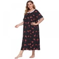 thumbnail image 3 of Chemise de Nuit Douillette à Manches Courtes pour Femmes, Encolure Carrée, Imprimée, Grande Taille, Robes de Maison pour Femmes TG-4TG, 3 of 5