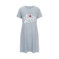 thumbnail image 5 of Pyjamas Grande Taille Chemises de Nuit pour Femmes Manches Courtes Chemises de Nuit pour Dormir Nuisette à Enfiler Douce Mignonne Imprimée Robe de Nuit Robes pour Femmes Tenue de Nuit Robe de Pyjama Gris Foncé TTG, 5 of 5