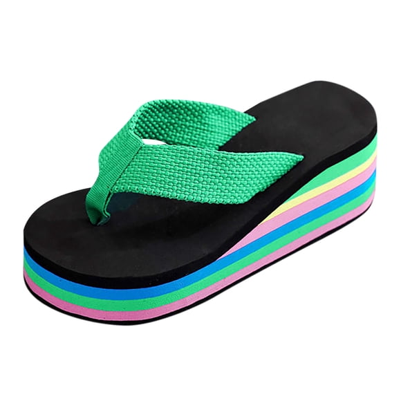 Kcodviy Women Wedge Floral Flip Huarache Sandals Women Flops Color Sole Beach Slip on Sandals for Women Flip Flops Slippers Thick Womens Comfort Sandals Sole Flip Flops Summer Casual Beach Slippers