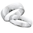 thumbnail image 1 of Matching White Gold His Hers Hammered Wedding Band Set, 1 of 2