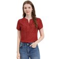 thumbnail image 1 of INSPIRE CHIC Blouse à Pois pour Femme Col en V Manches Courtes Haut de Bureau L Rouge-1, 1 of 6