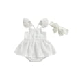 thumbnail image 1 of Faithtur Ensemble de Barboteuse pour Bébé Fille, Robe Trapèze à Manches Volantées et Col Ras du Cou avec Bandeau pour un Usage Quotidien Décontracté, 1 of 9
