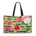 thumbnail image 2 of Soimoi Green polyester Crepe Fabric Stripe & Grandiflora Roses Floral Print Fabric by the Yard 52 Inch Wide, 2 of 3