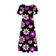 thumbnail image 3 of Robe d'Été pour Femmes 2024 Mode Grande Taille Manches Courtes Col Rond Jupe Mi-Longue avec Imprimé Superposé Double Poche Robe 50 % de Réduction Liquidation!, 3 of 4