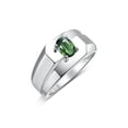 thumbnail image 4 of RYLOS Men's Rings Sterling Silver Ring Classic Solitaire 7X5MM Oval Shape Gemstone Designer Band Green Sapphire September Birthstone Rings For Men Size 13, 4 of 5