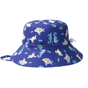 WUANDIXFA Hat for Toddler Boy Toddler Bucket Hat Cartoon Caps Dinosaur Boys Hat Wide Brim Outdoor Play for Boy and Girl Blue,3-5 Years