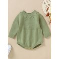 thumbnail image 2 of FOCUSNORM Infant Baby Boys Girls Fall Knitting Jumpsuit Solid Color Jacquard Round Neck Long Sleeve Romper, 2 of 9
