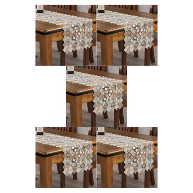 Youkk Comfortable Vintage Wedding Table Runner With Tassels For Fitting Dining light coffee 40*120cm 5Set