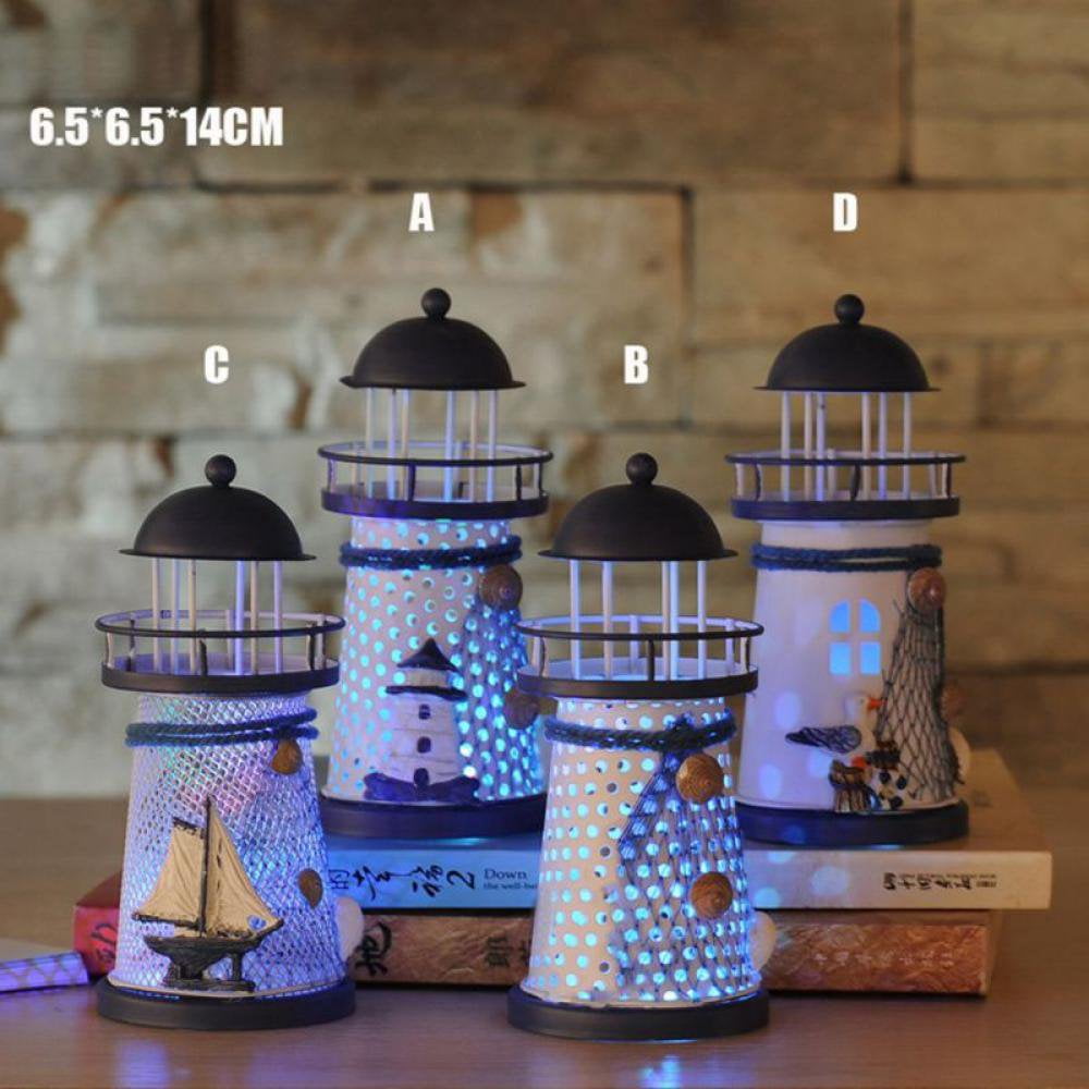 MesaSe [Clearance!]Nautical Led Metal Lighthouse Decor Desk Ornament Light Lamp Home Decor