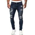 thumbnail image 1 of Men?s Stretch Skinny Ripped Jeans, Super Comfy Distressed Denim Pants with Destroyed Holes, 1 of 5